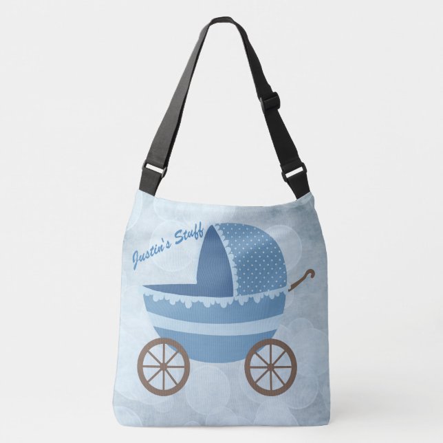 Soft Blue Baby Carriage Bokeh Crossbody Bag (Front)