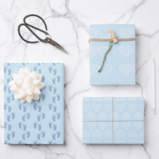 Soft blue baby shower wrapping paper sheet