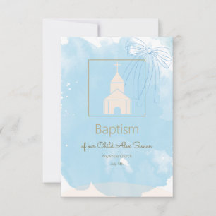Soft Blue Baptism RSVP with Gold Accents