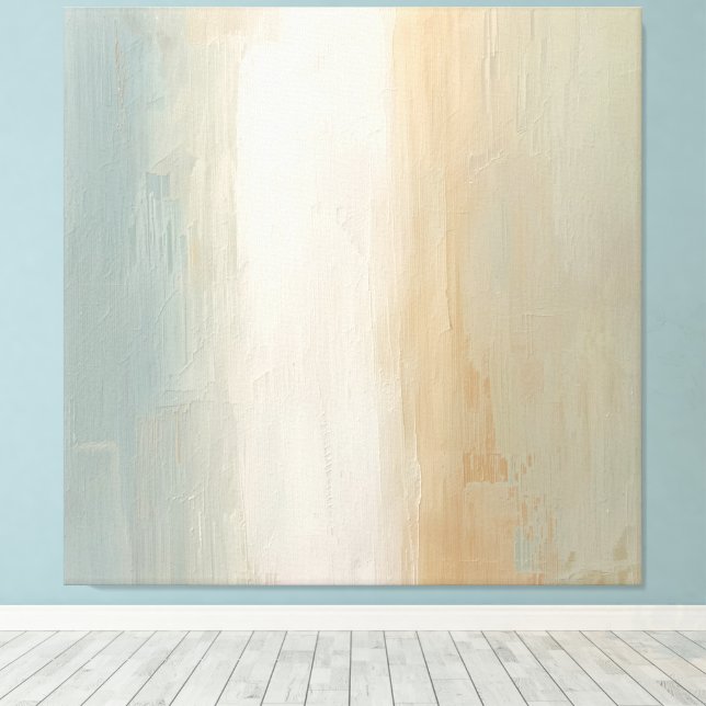 Soft Blue Beige Olive Grey Rustic Abstract Print (Insitu(Wood Floor))