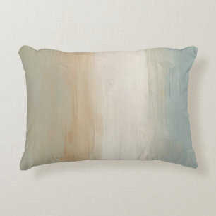 Soft Blue Beige Olive Grey Rustic Abstract Print Accent Pillow