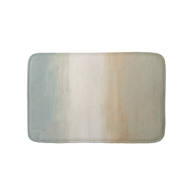 Soft Blue Beige Olive Grey Rustic Abstract Print Bath Mat (Front)