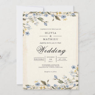 Soft Blue Blossom Arch Wedding Invitation