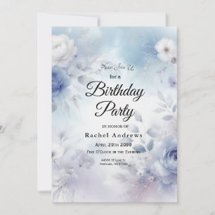 Soft Blue Blossoms and Lavender Mist Birthday Invitation