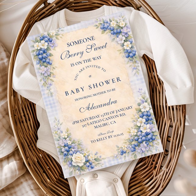 Soft Blue Blueberry Baby Shower Invitation (Creator Uploaded)