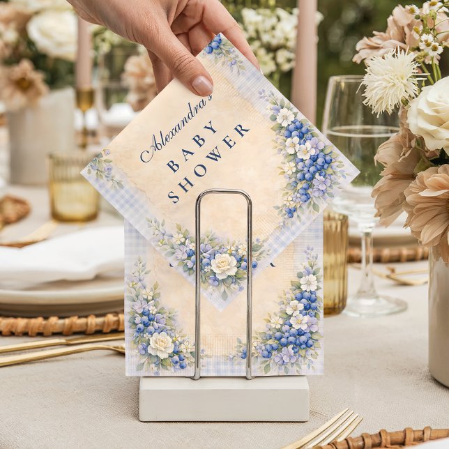 Soft Blue Blueberry Baby Shower Napkin (Creator Uploaded)