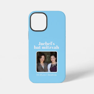 Soft Blue Bold Typography Bat Mitzvah  iPhone 12 Mini Case