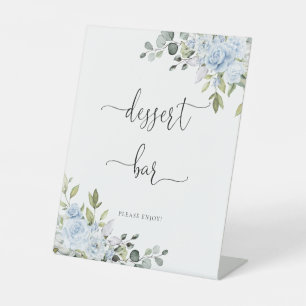 Soft Blue Botanical Baby Shower Dessert Bar Sign