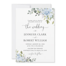 Soft Blue Botanical Wedding Invitation
