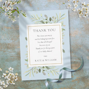 Soft Blue Boy Baby Shower Thank You Poem