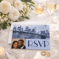 Soft Blue Brooklyn Bridge Wedding RSVP