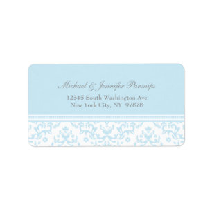 Soft blue chic damask personalized address label