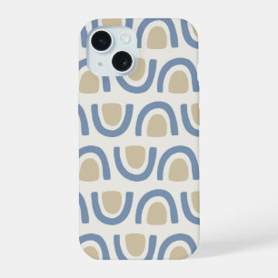 Soft Blue Coastal Arch Geometric Pattern iPhone 15 Case