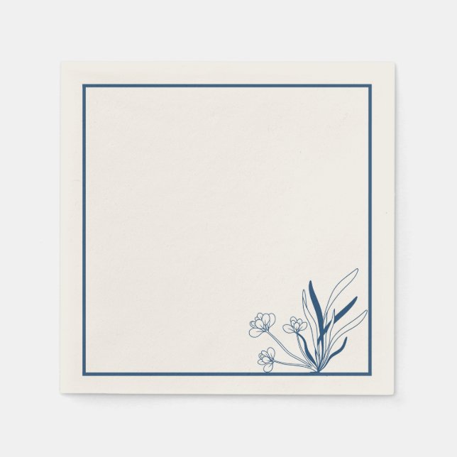 Soft Blue Coastal Botanical Napkins (Front)