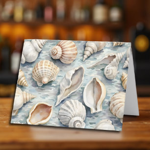Soft Blue Coastal Seashell Watercolor Collection Note Card