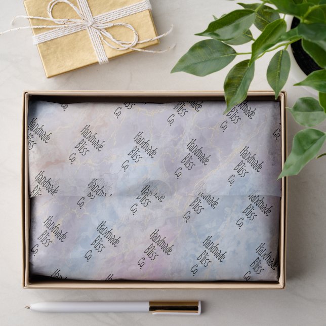 Soft Blue Colourful Marble Tissue Paper (Gift)