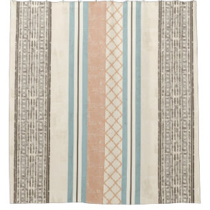 Soft Blue Cream Brown Peach Farmhouse Stripe