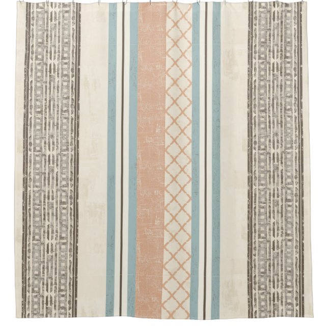 Soft Blue Cream Brown Peach Farmhouse Stripe (Front)