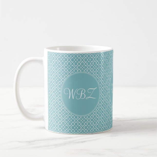 Soft Blue Custom Initials Coffee Mug (Left)