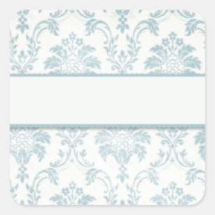 Soft Blue Damask With White Label