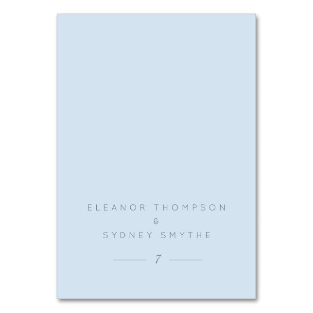 Soft Blue Elegant Wedding Guest Table Place Card (Front)