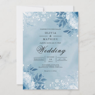 Soft Blue Floral Archway Flourish Wedding Invitation