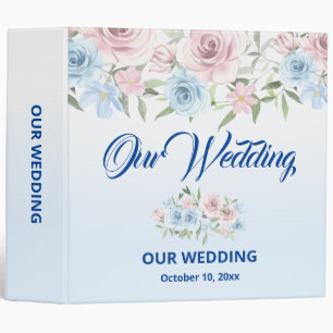 Soft Blue Floral Boho Wedding Album Binder