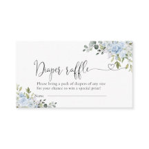 Soft Blue Floral Diaper Raffle Enclosure Card