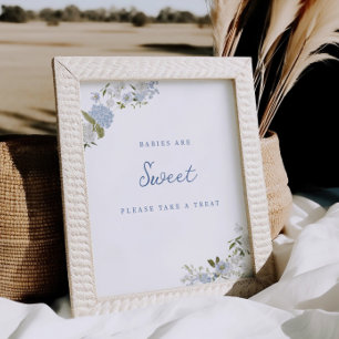 Soft Blue Floral Guess How Many Poster