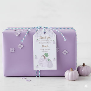 Soft Blue Floral Little Pumpkin Baby Shower Gift Tags