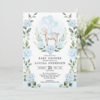 Soft Blue Flower Lamb Baby Shower Spring Garden