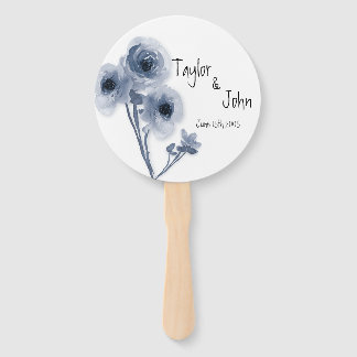Soft Blue Flower Wedding Hand Fan