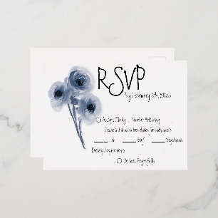 Soft Blue Flower Wedding RSVP Card