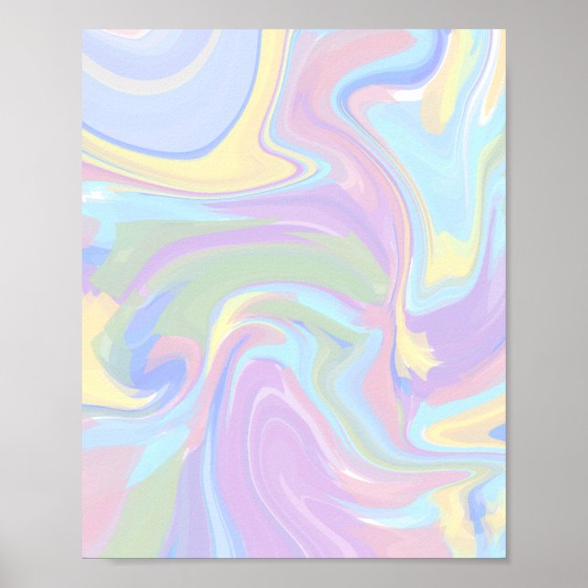 Soft Blue Fluid Abstract Poster (Front)