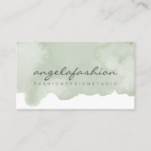 Soft Blue Green Painting Abstract Brush Watercolor Business Card