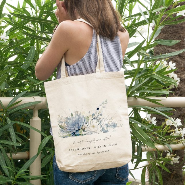 Soft Blue Green Succulent Floral Botanical Wedding Tote Bag (Creator Uploaded)