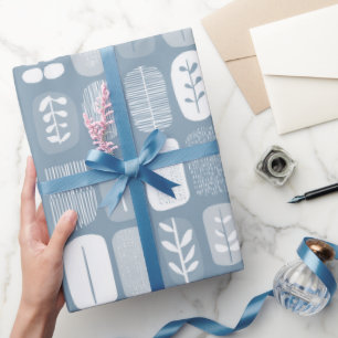 Soft Blue Grey Balance Abstract Pattern Wrapping Paper
