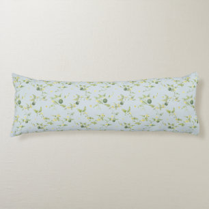 Soft Blue Grey Mini Watermelon Botanical Body Pillow