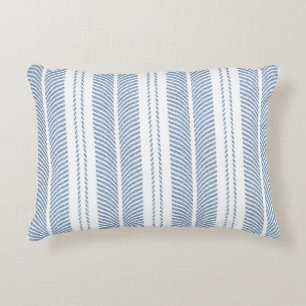 Soft Blue Herringbone Fern Striped Pattern Accent Pillow