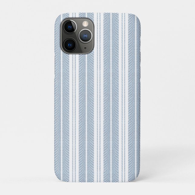 Soft Blue Herringbone Fern Striped Pattern Case-Mate iPhone Case (Back)