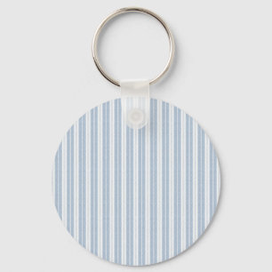 Soft Blue Herringbone Fern Striped Pattern Keychain