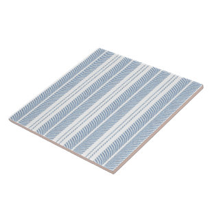 Soft Blue Herringbone Fern Striped Pattern Tile