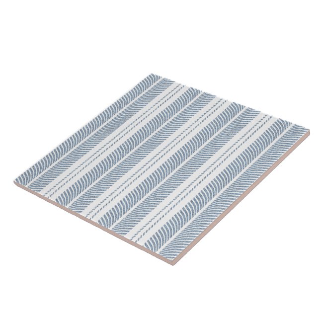 Soft Blue Herringbone Fern Striped Pattern Tile (Side)
