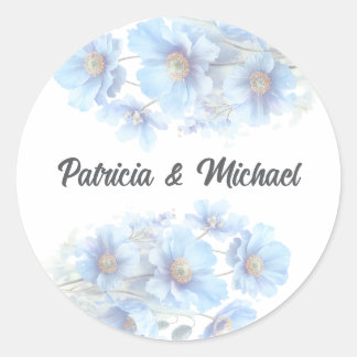 Soft Blue Himalayan Poppy Flower Garden Wedding  Classic Round Sticker