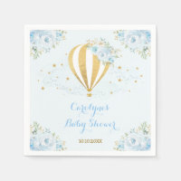 Soft Blue Hot Air Balloon Adventure Baby Shower