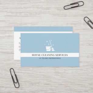 Soft Blue House Cleaning Services housekeeping Business Card
