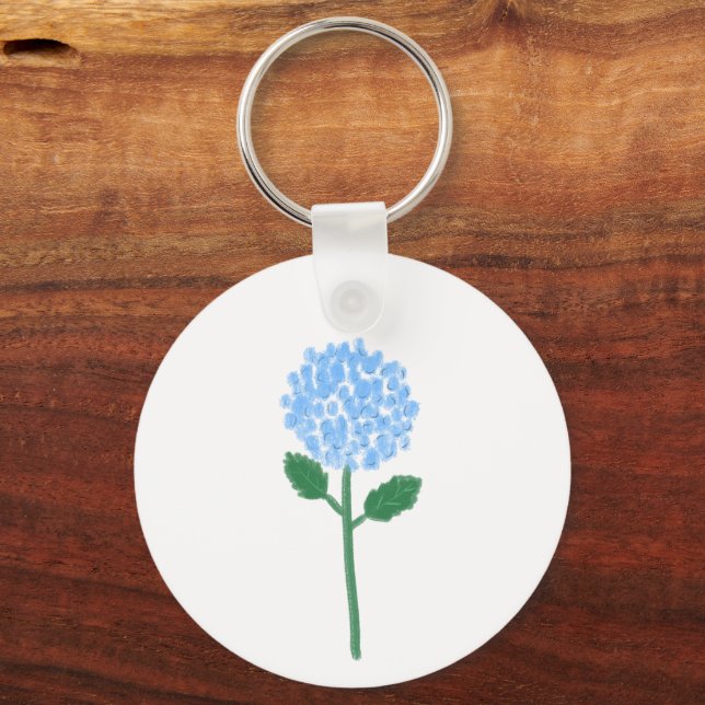 Soft Blue Hydrangea Botanical Gift Keychain (Front)