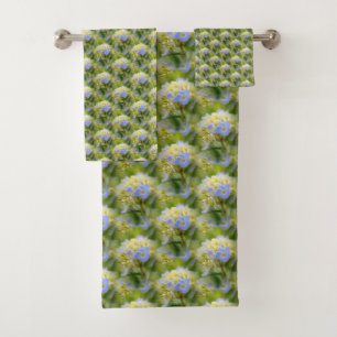 Soft Blue Hydrangea Flower Nature Pattern Bath Towel Set