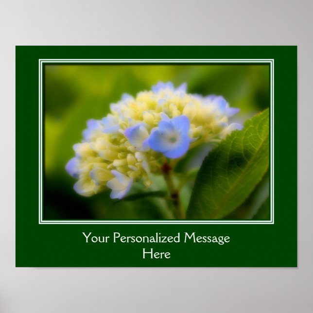 Soft Blue Hydrangea Flower Personalized Poster (Front)