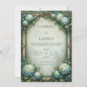 Soft Blue Hydrangea Wedding Invitation